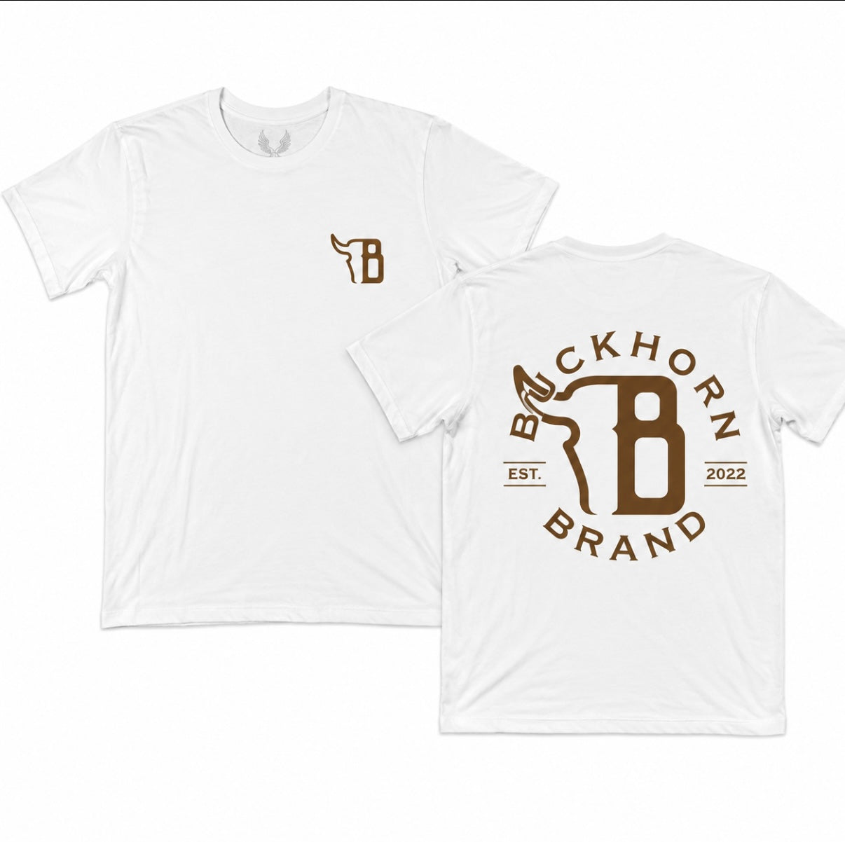 White / Brown Buckhorn Tee